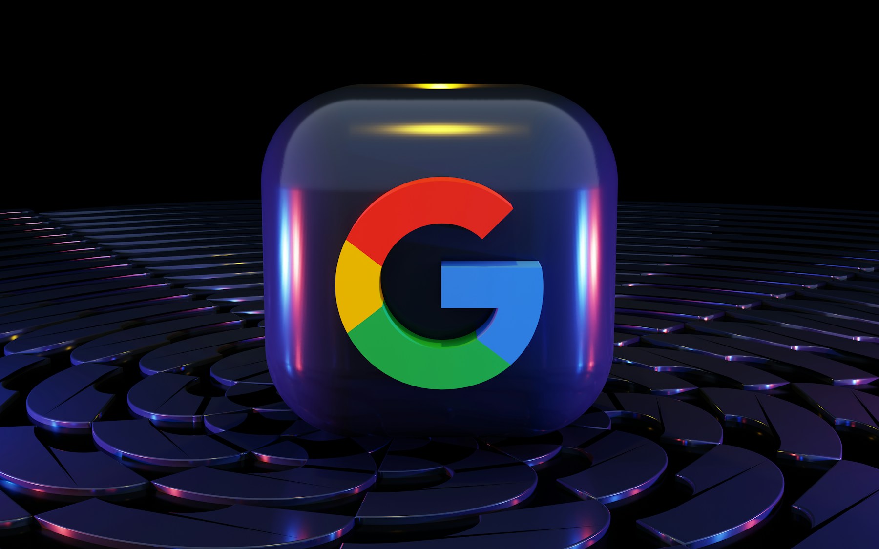 a colorful google logo on a black background